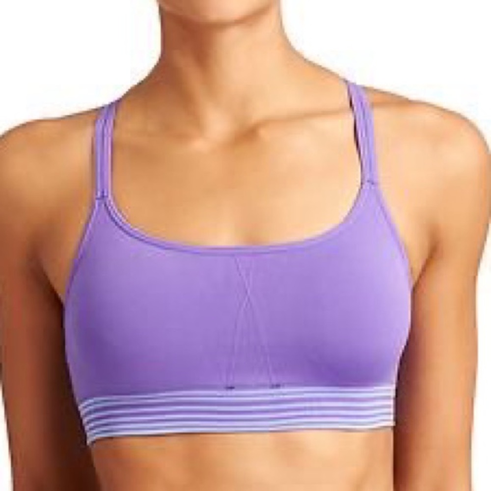 Athleta Up-Tempo Microstripe T-Back Sports Bra (purple) - medium